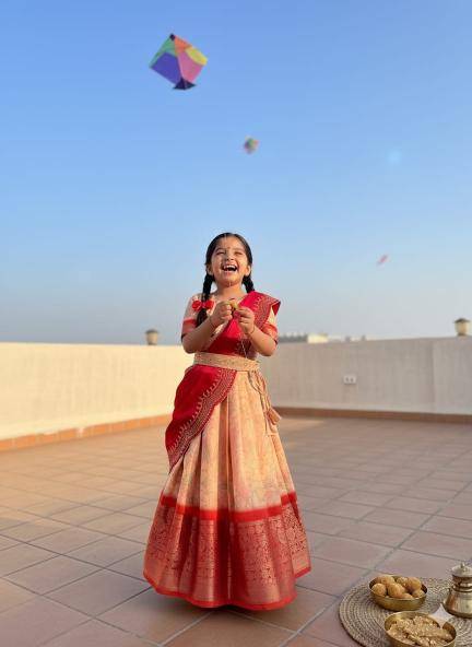 Makar Sankranti Floral Paisley Half Saree Clothing manufacturers in india